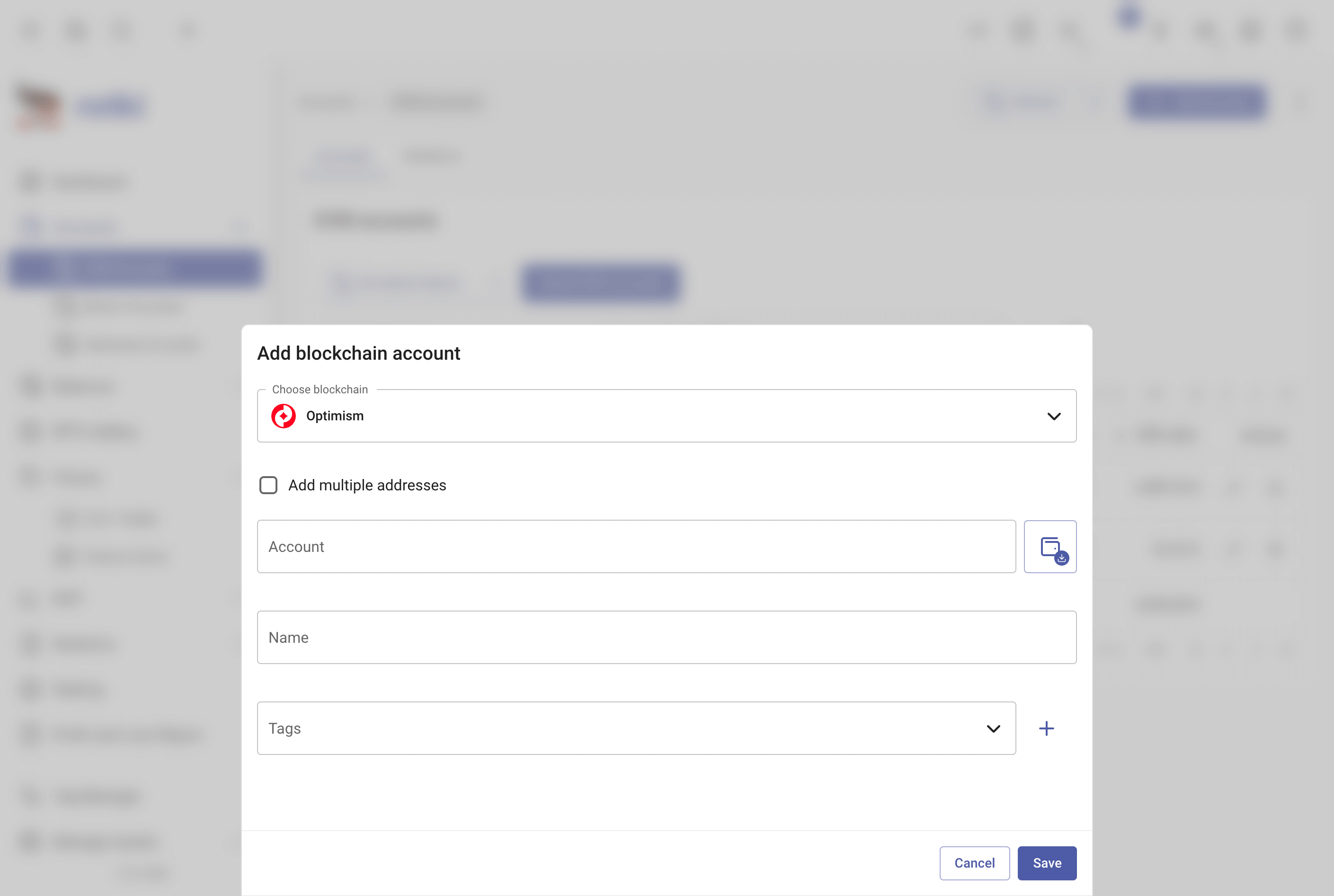 Add a blockchain account