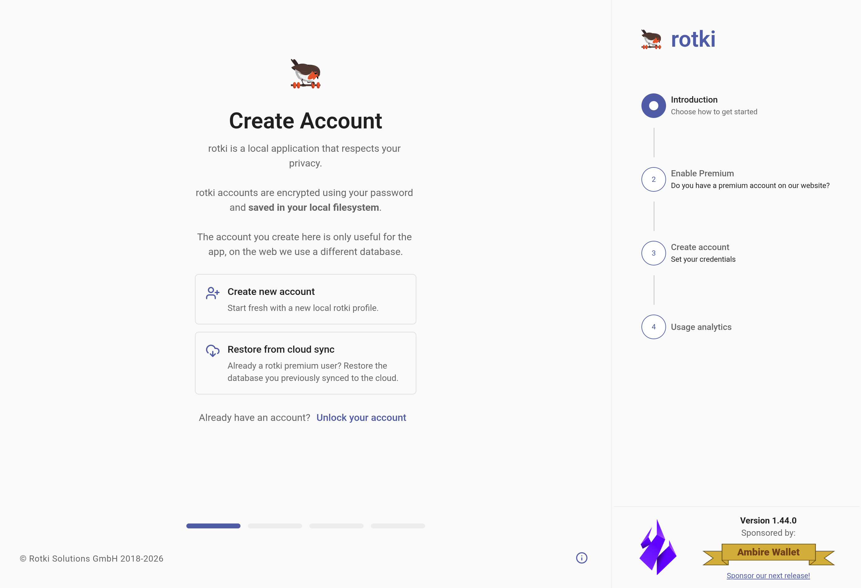Creating a new account