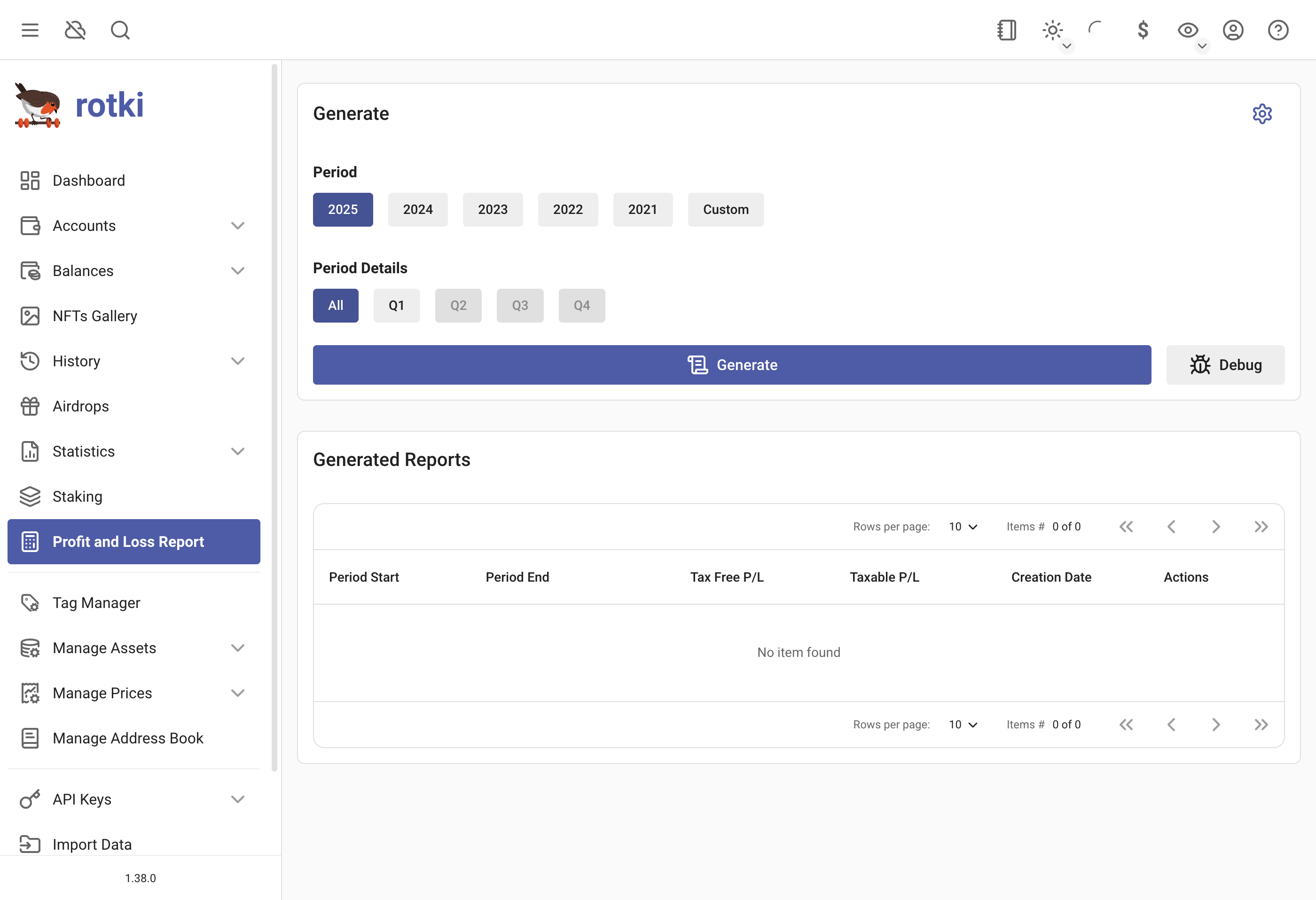 View profit/loss report list
