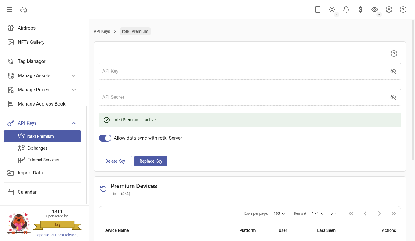 Active rotki premium