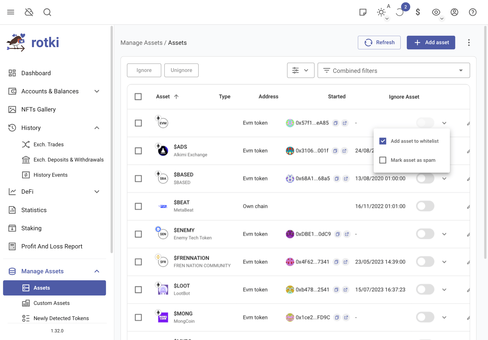 Whitelist asset