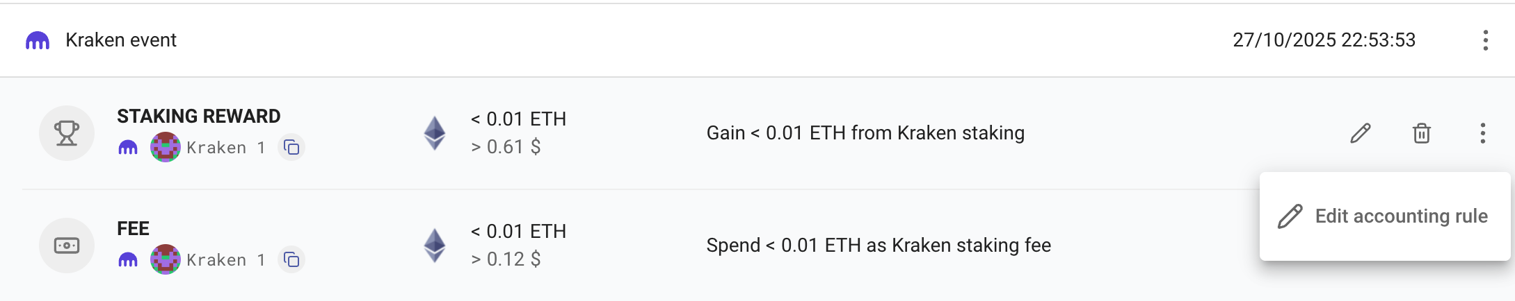 Edit accounting rule
