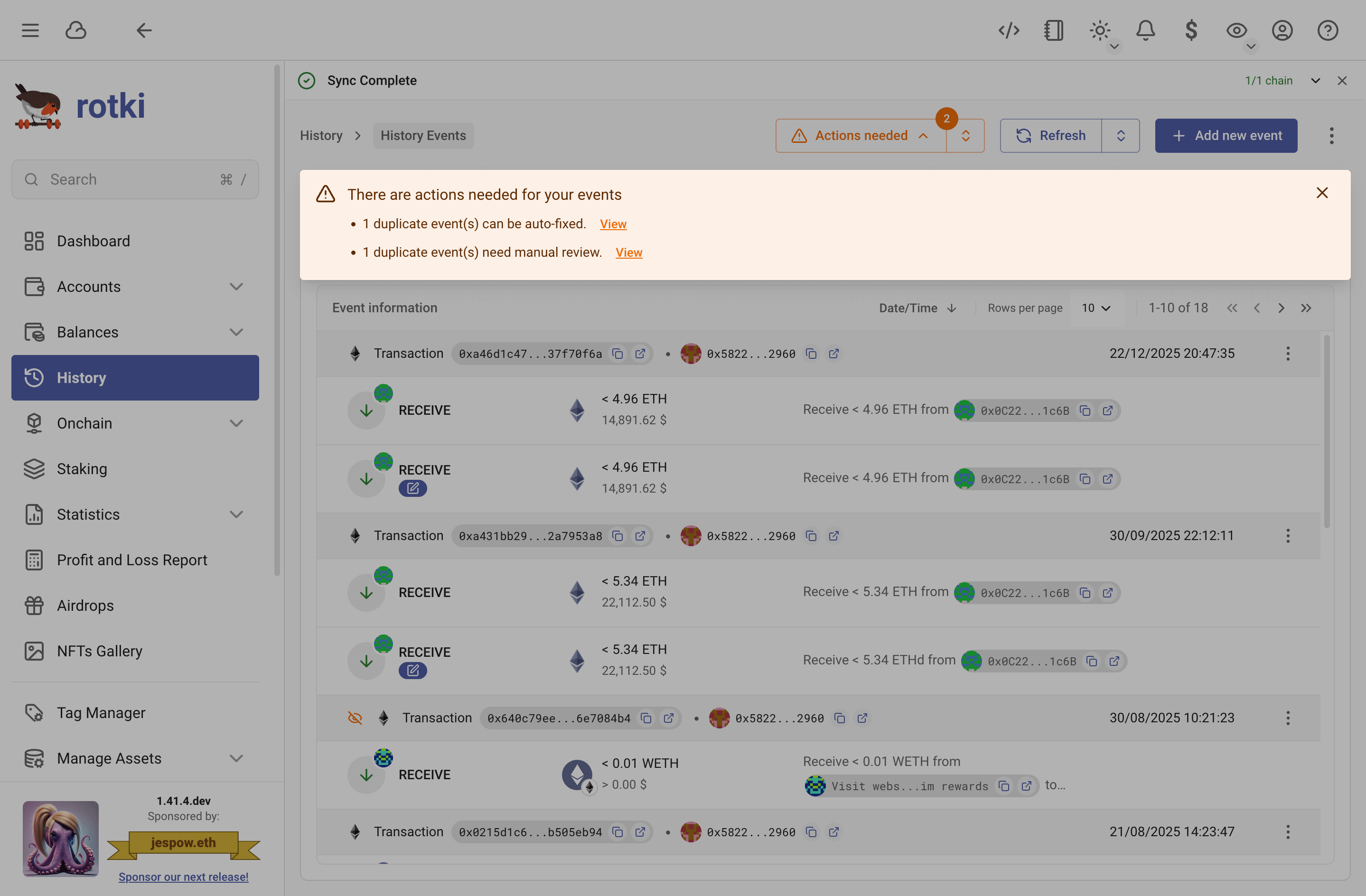 Duplicate custom events alert