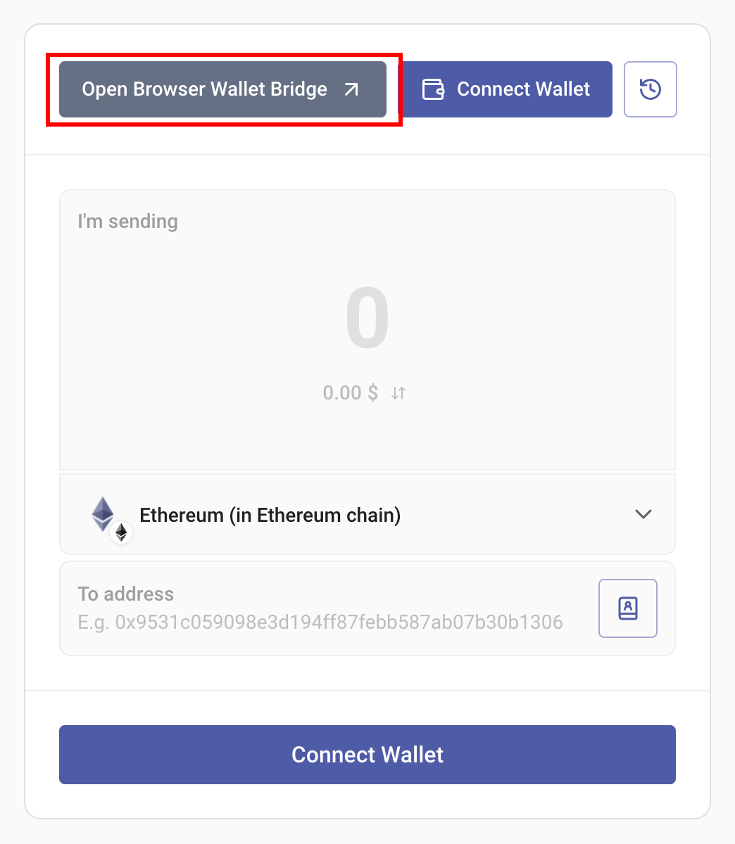 Open browser wallet bridge