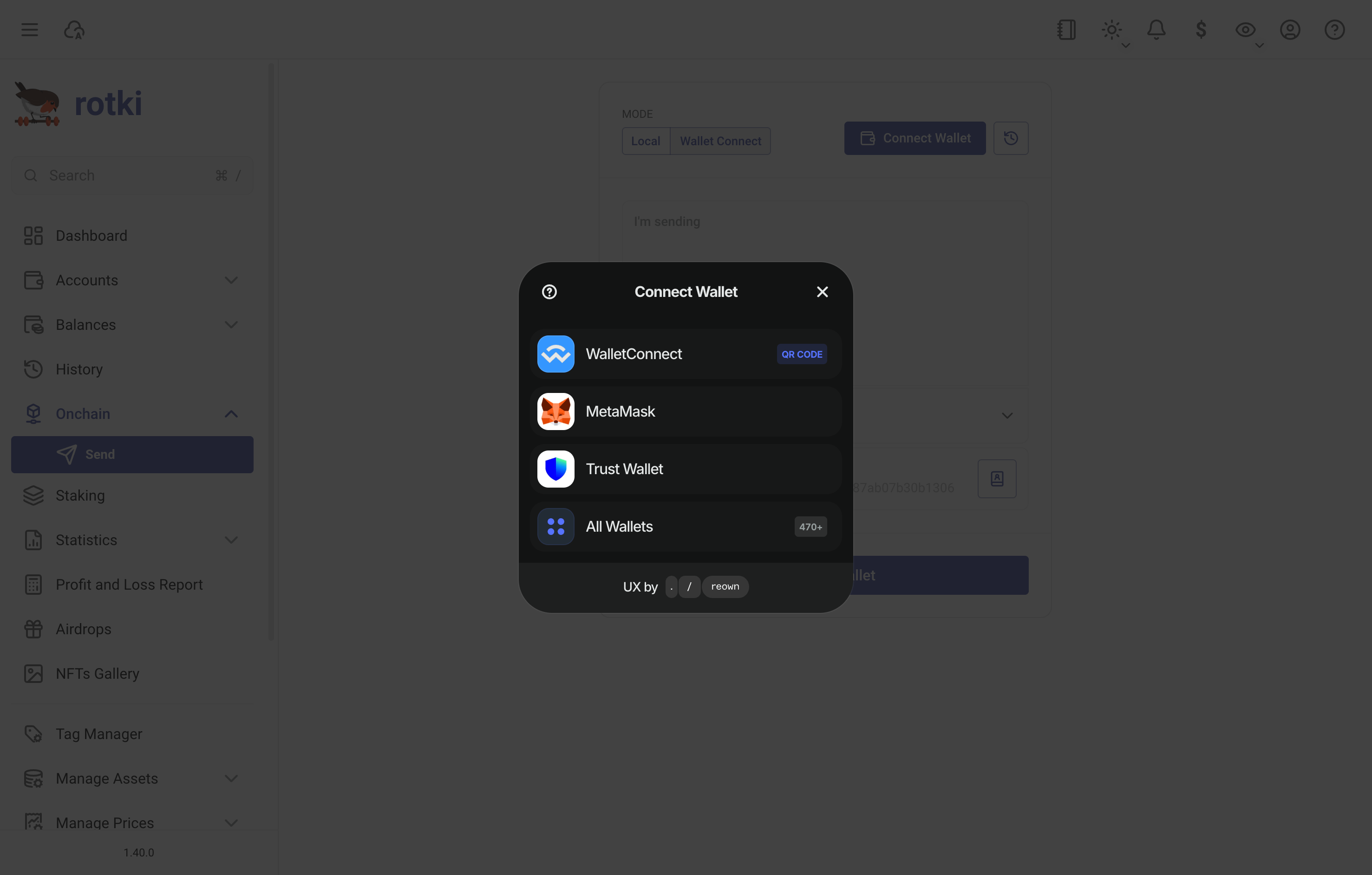 Onchain wallet connect