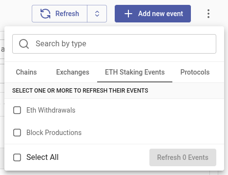 Refreshing eth staking events