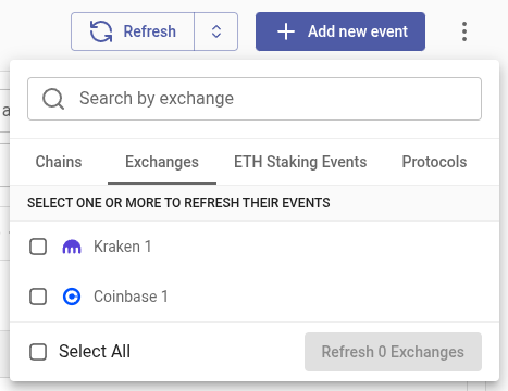 Refreshing exchange events