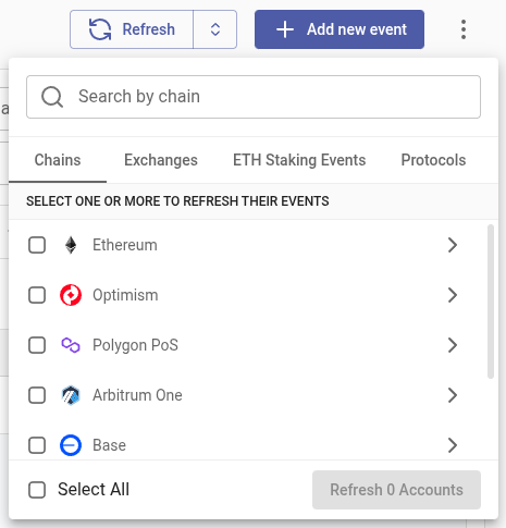 Refreshing onchain events