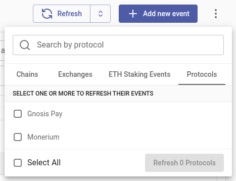Refreshing protocols events