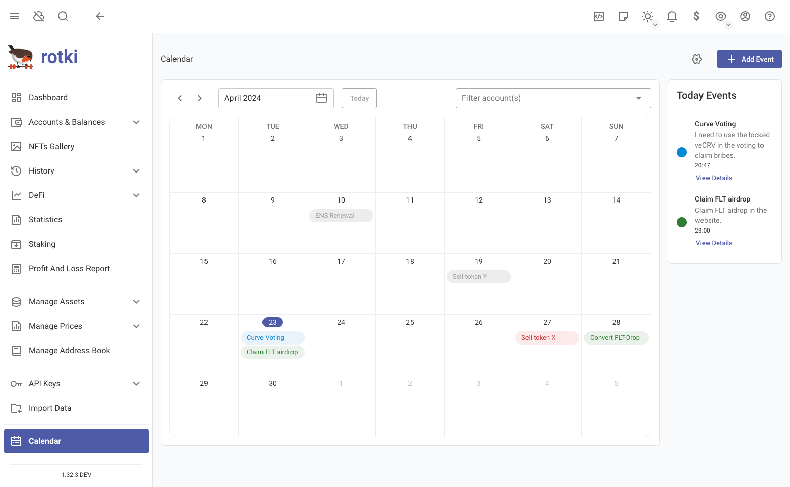 Calendar view