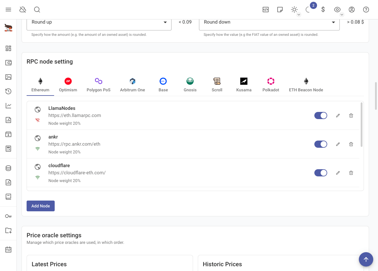 Customizing the app's connection to EVM nodes