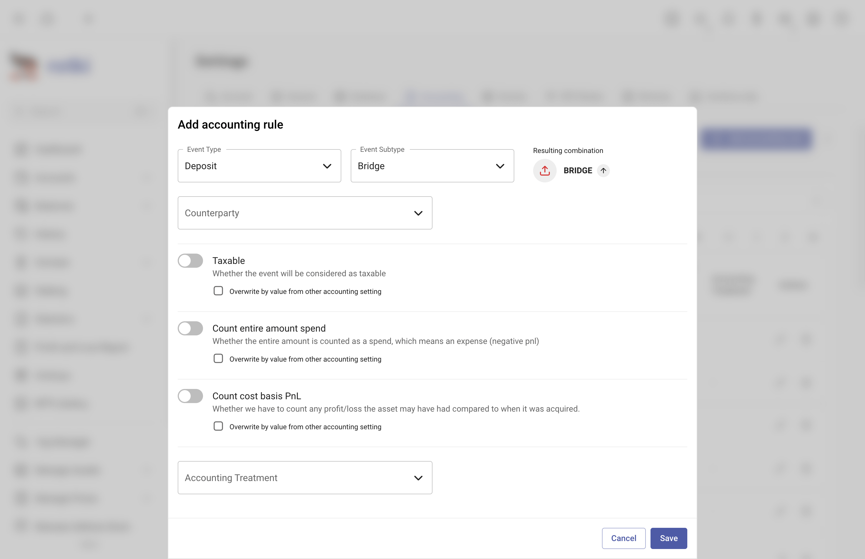 Add new accounting rules