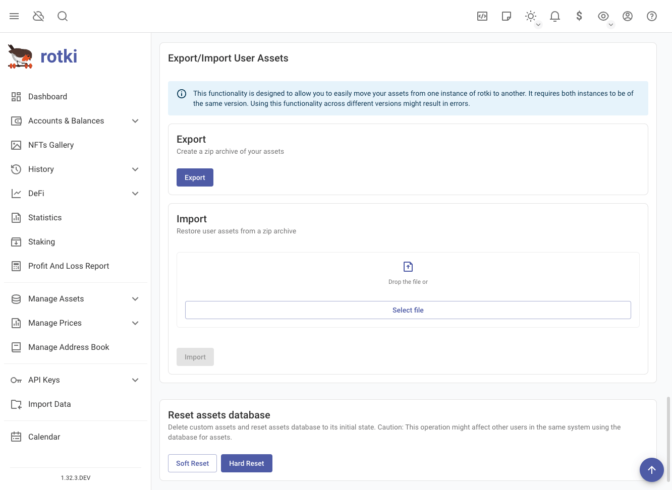 Importing user assets