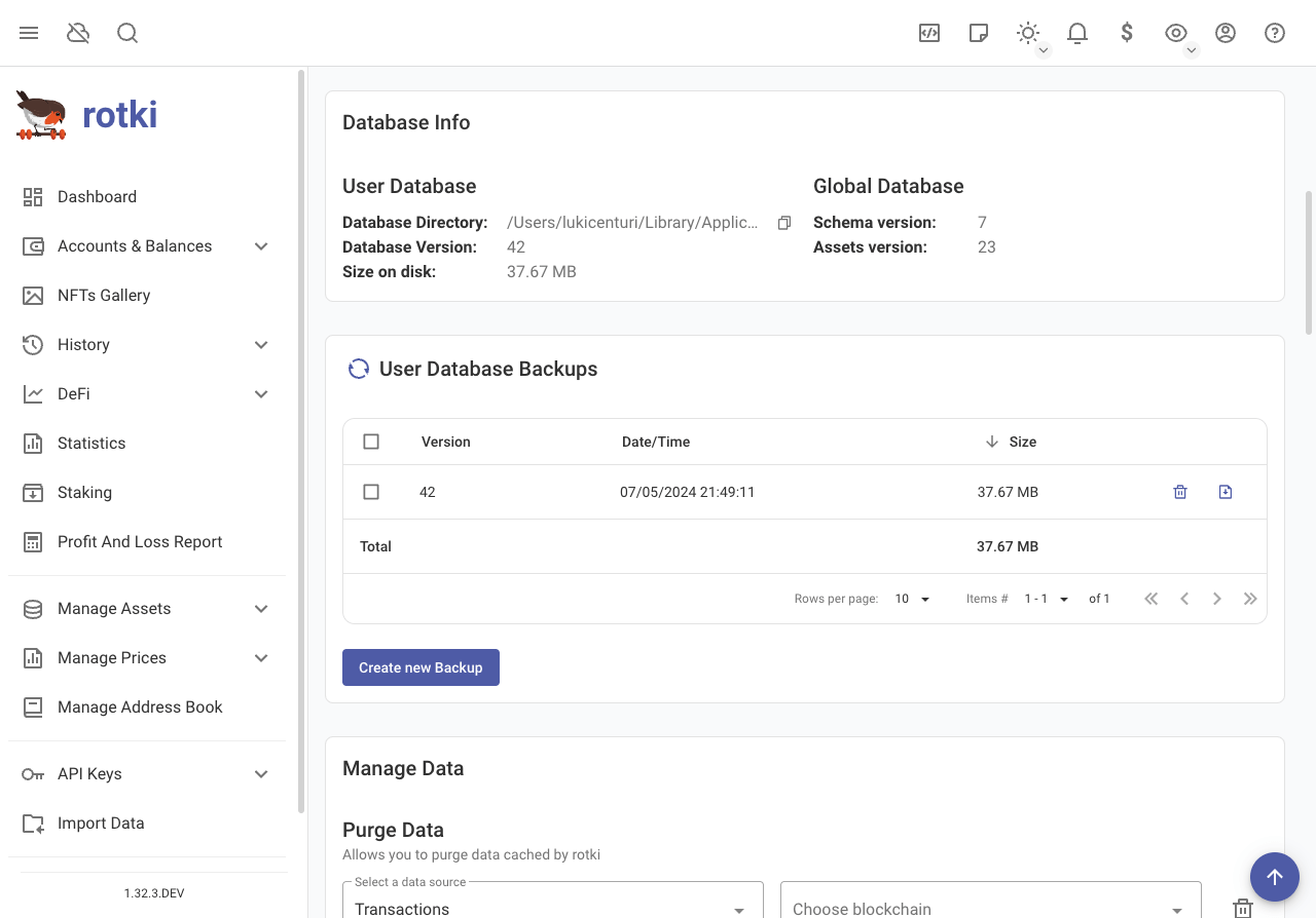 Creating database backups