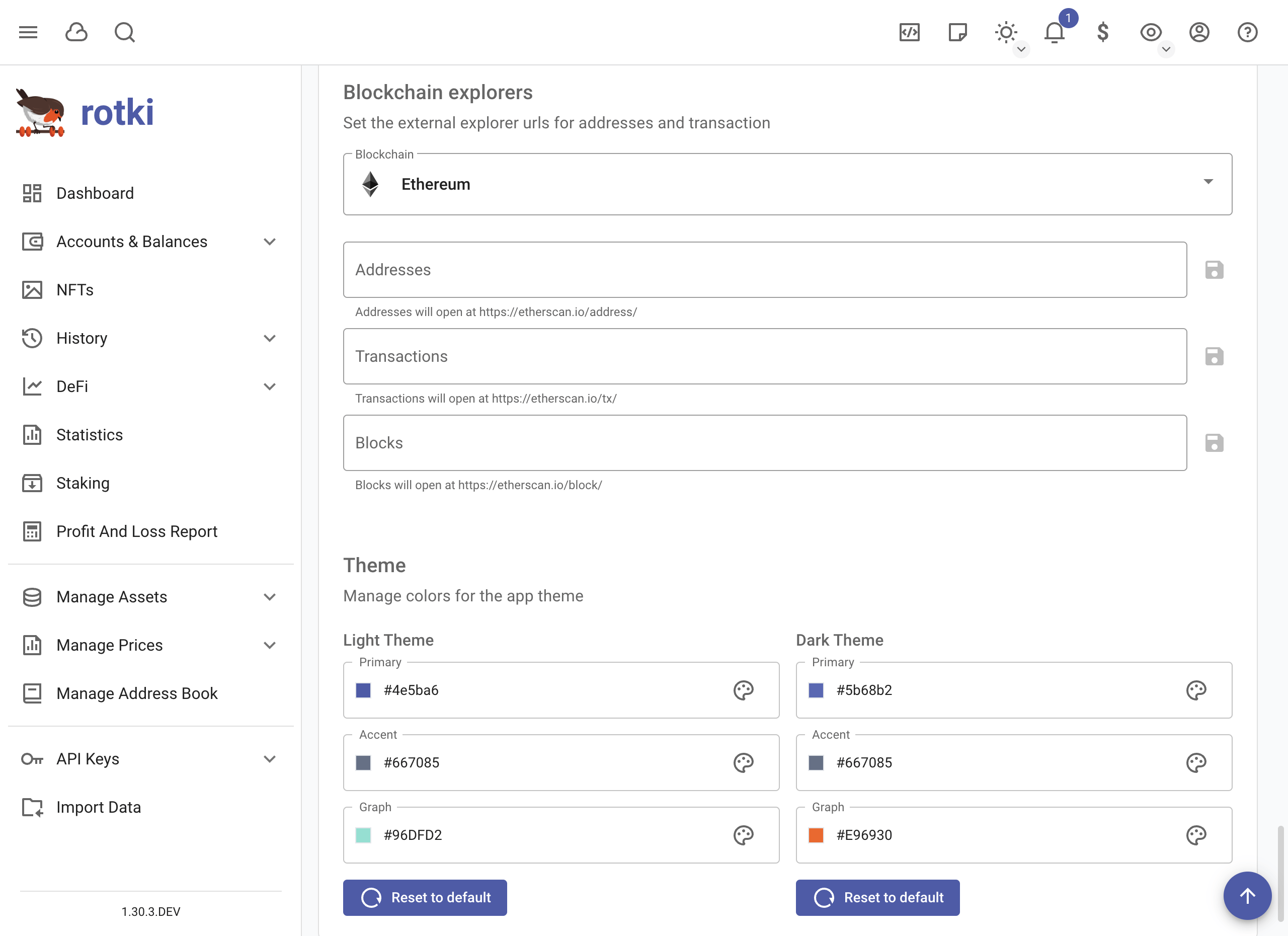 Customizing the app's frontend only settings