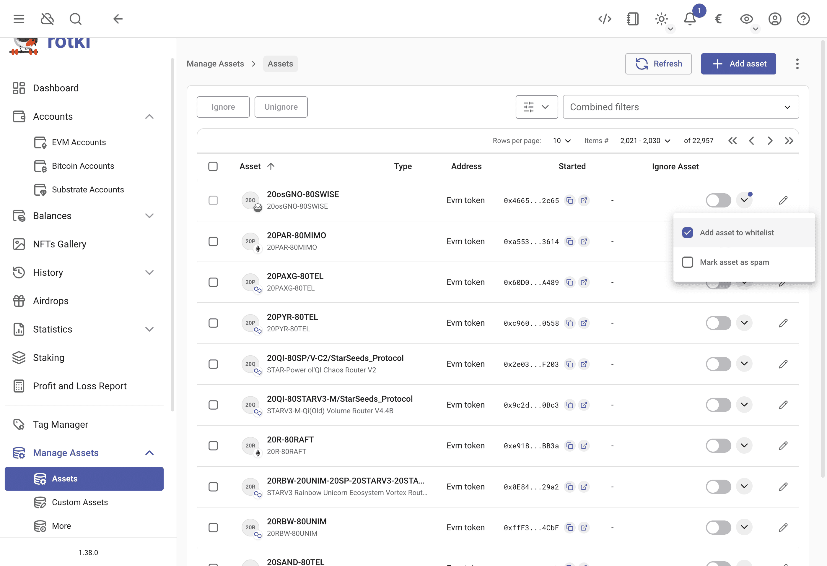 Whitelist asset