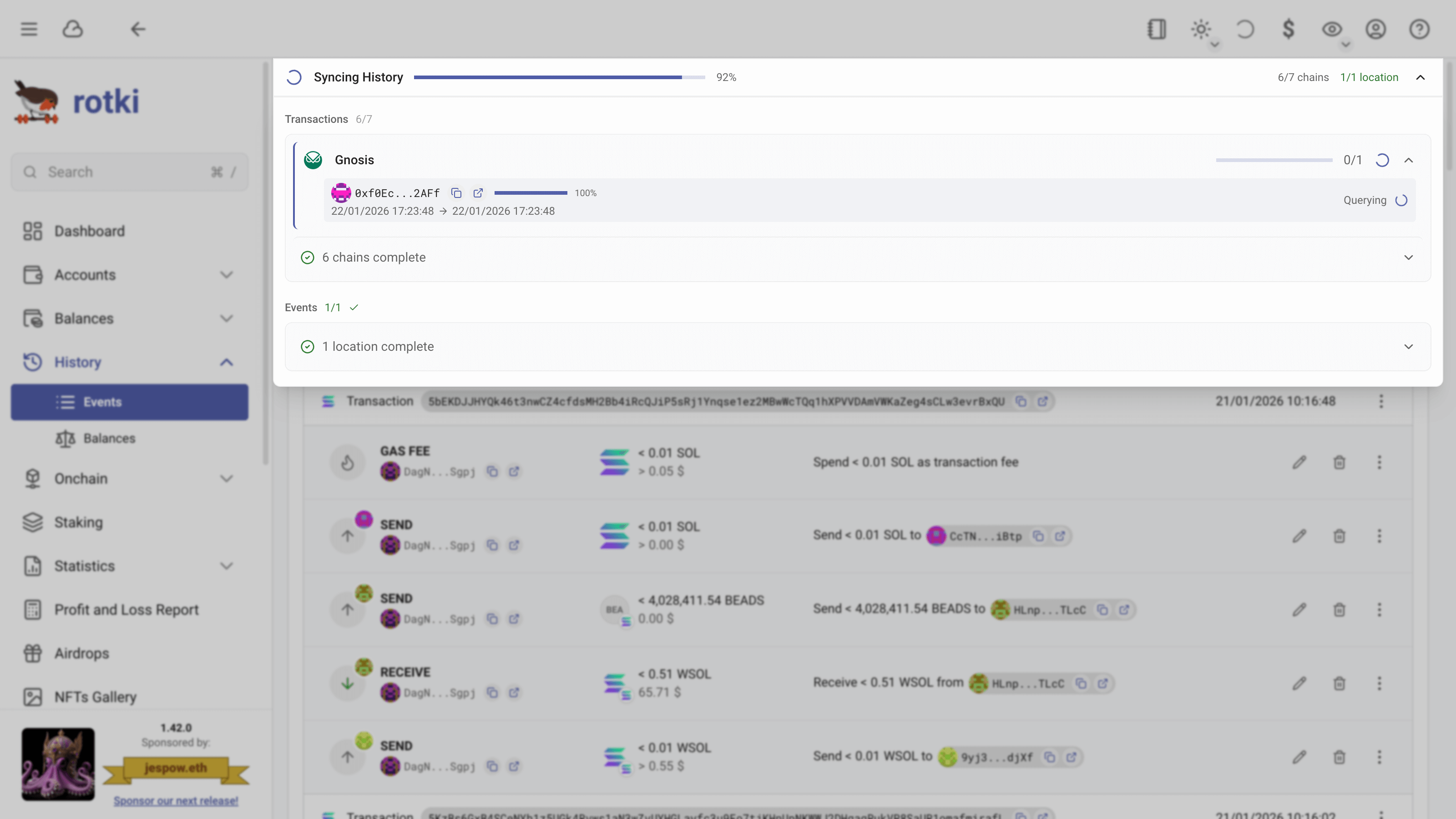 Events query status