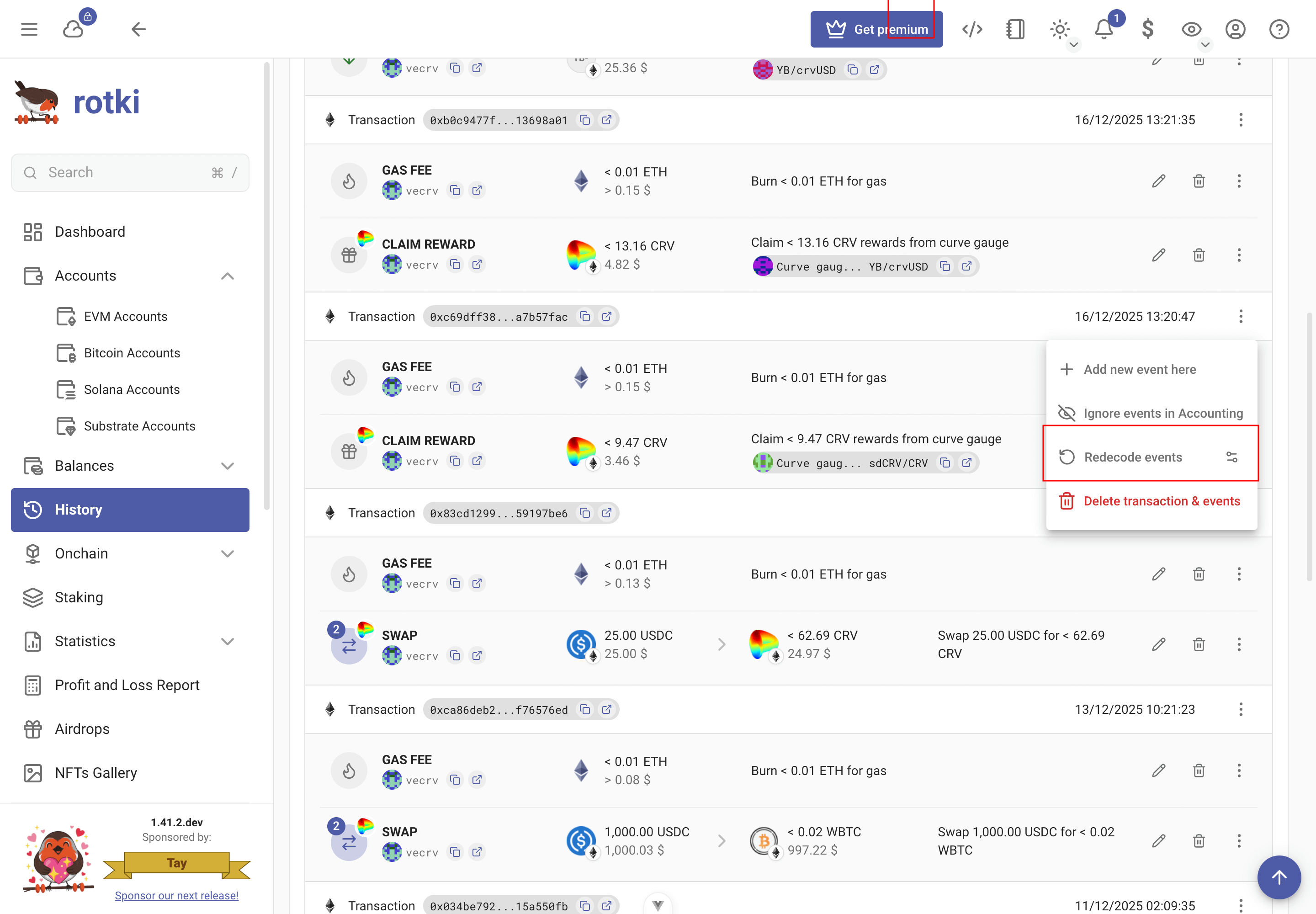 Redecode events for a transaction