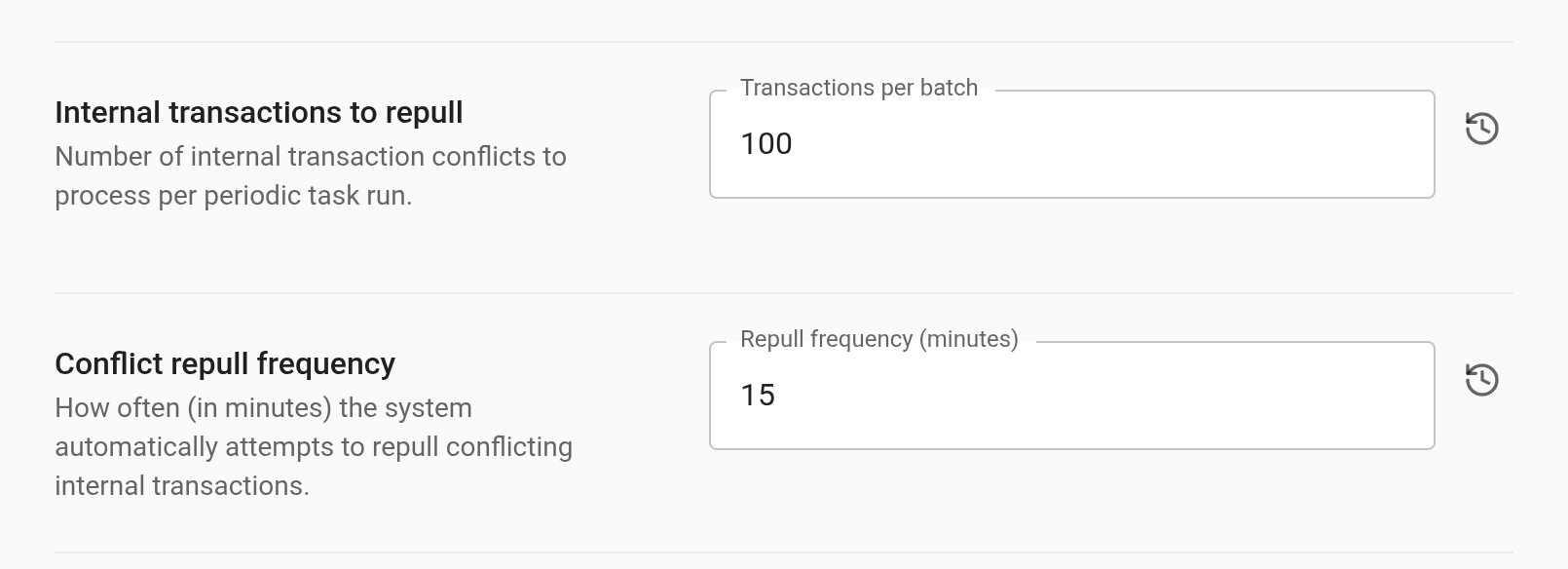 Internal transaction conflicts in general settings