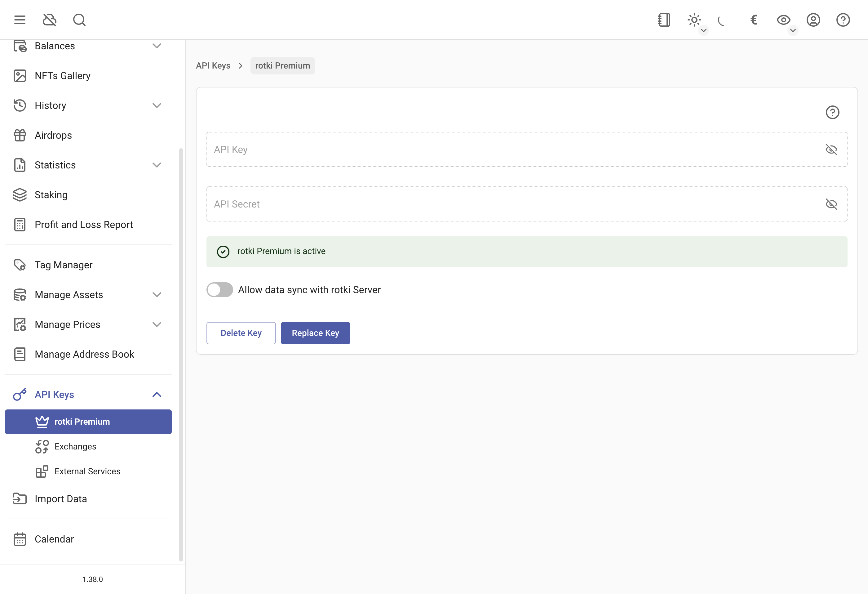 Sync data with rotki Server