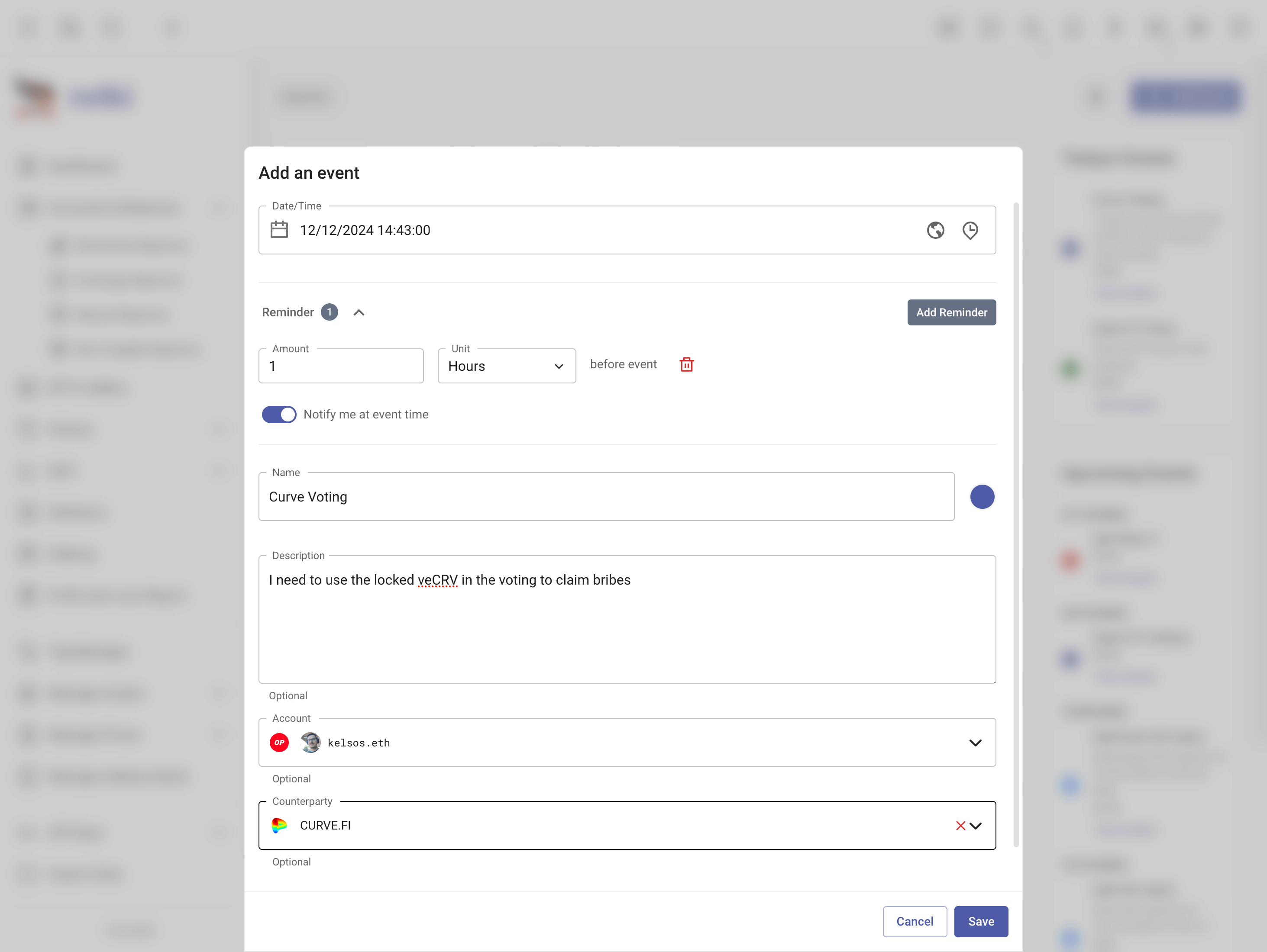 Add calendar event