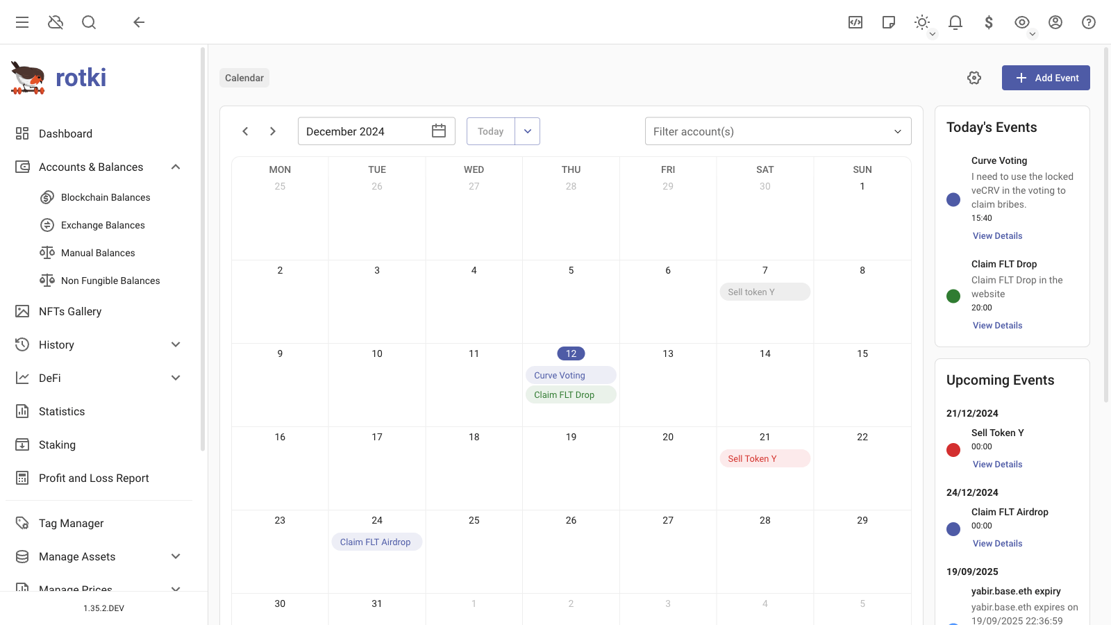 Calendar view