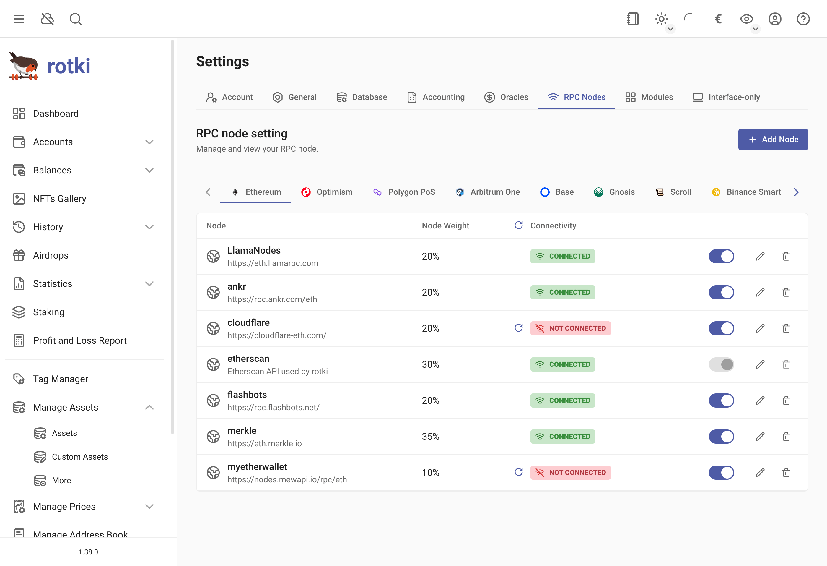 Customizing the app's connection to EVM nodes