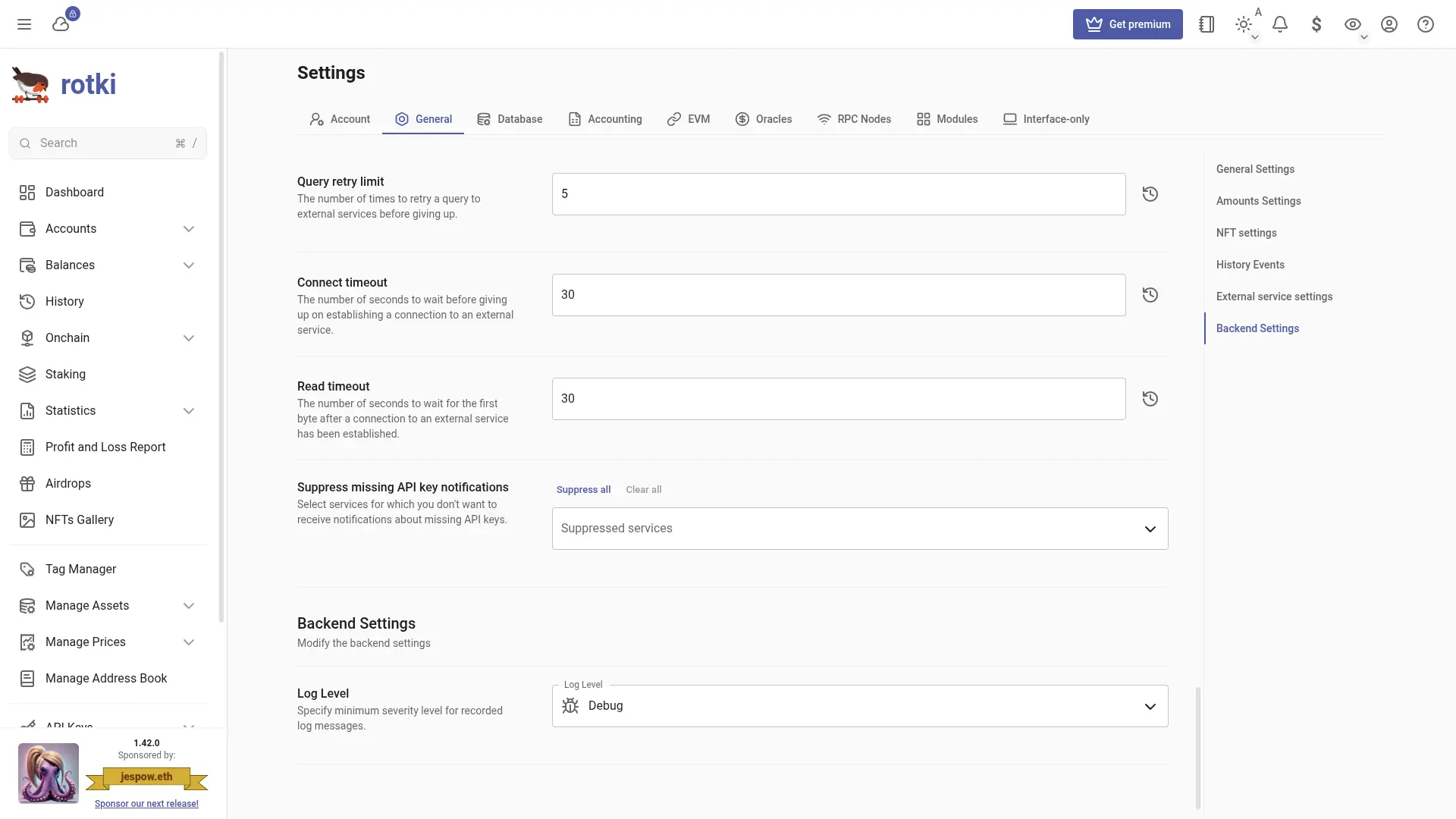 Customizing the backend settings