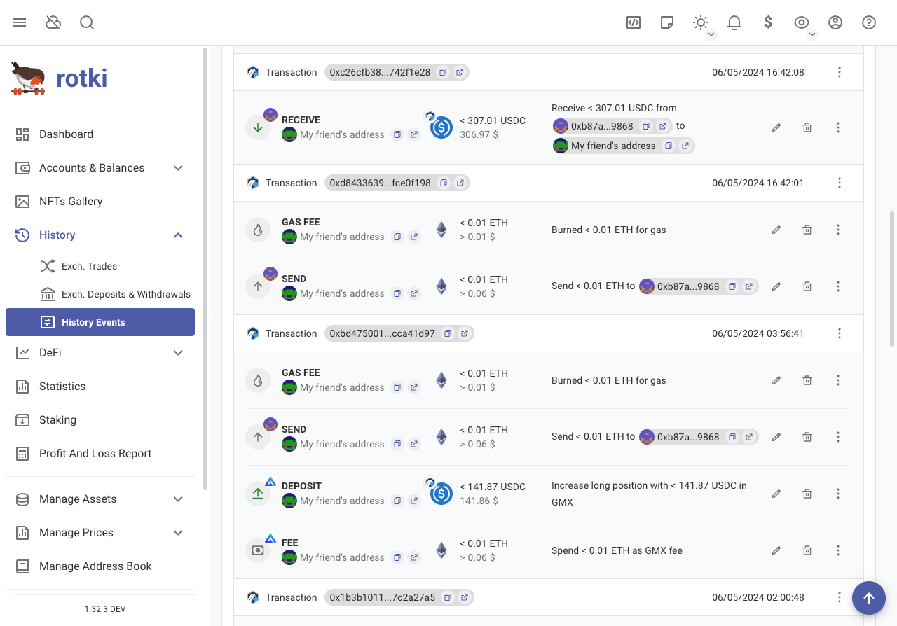 Displaying behaviour of an EVM address book