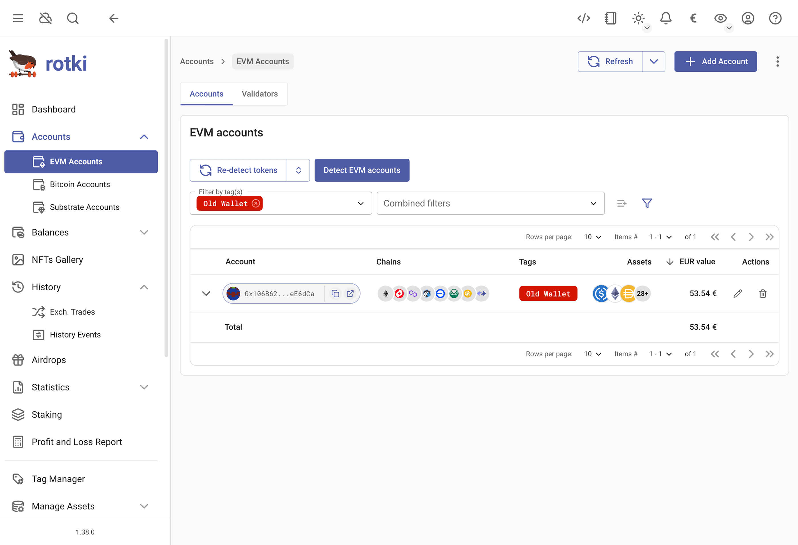 Filter the accounts by tag