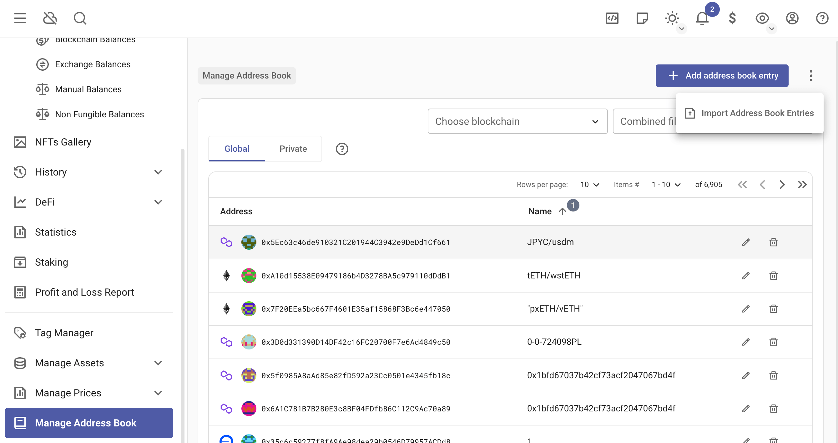 Import Address Book Entries