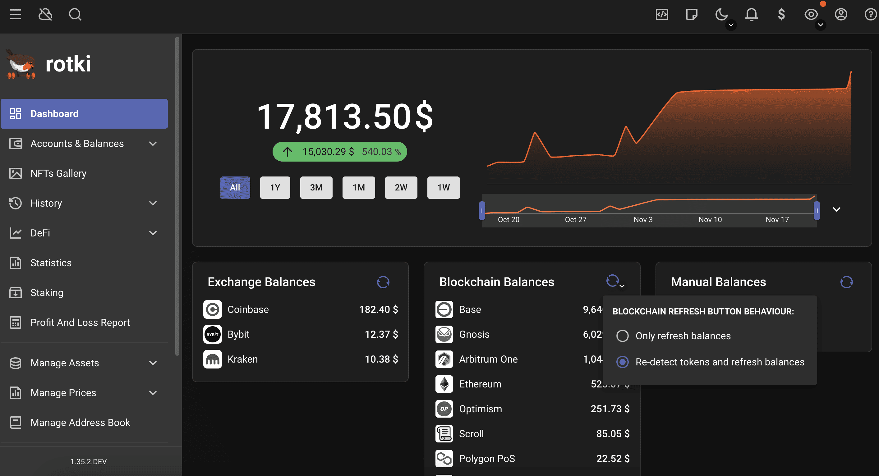 Example of performing a full token detection using the re-detect toggle on the dashboard.