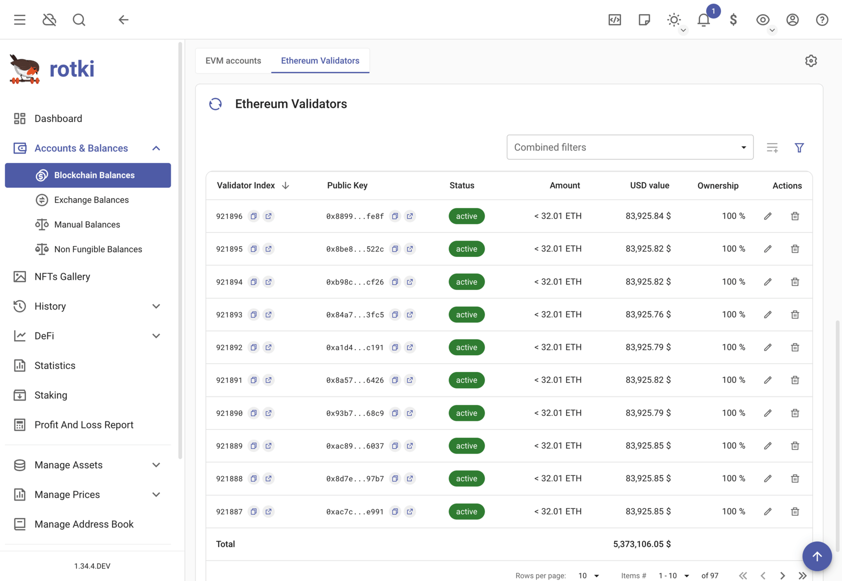 ETH2 validator balances