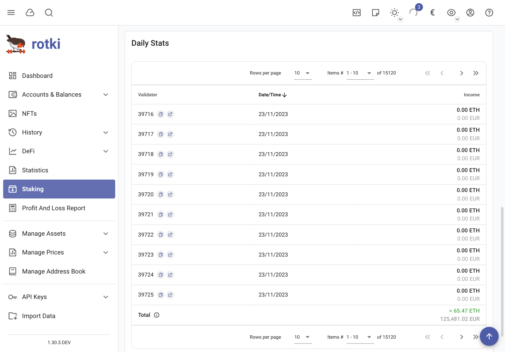 See ETH2 value earned