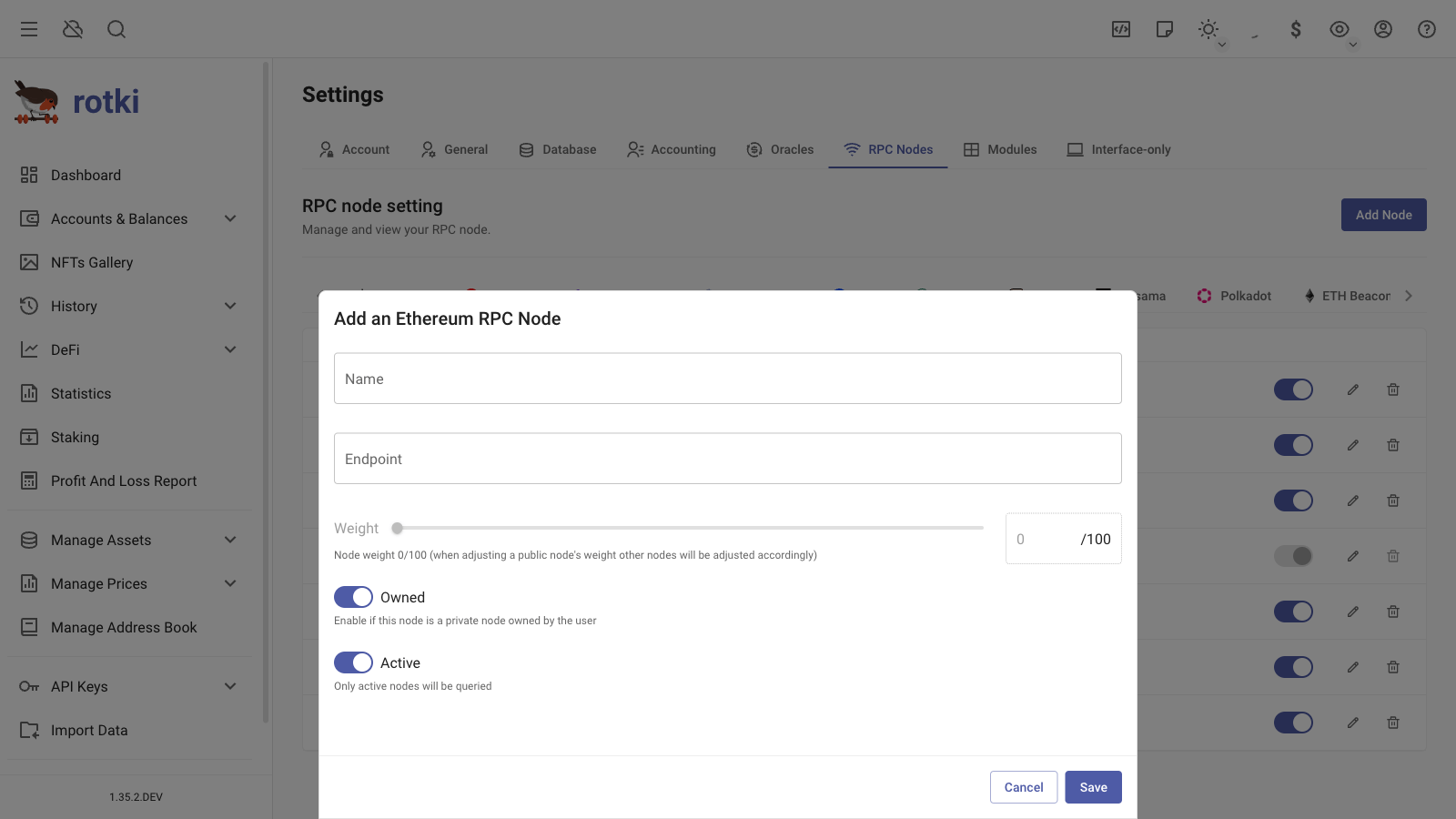 Add an EVM node