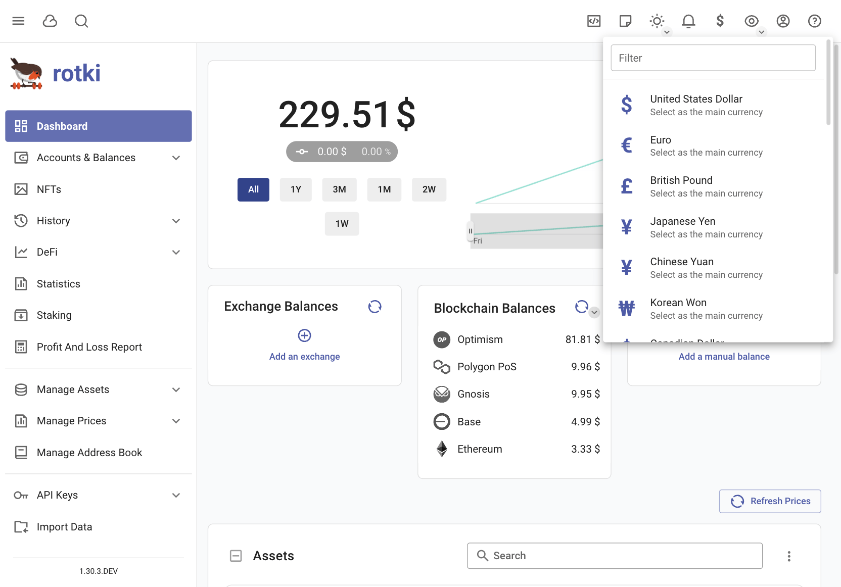 Changing the profit currency