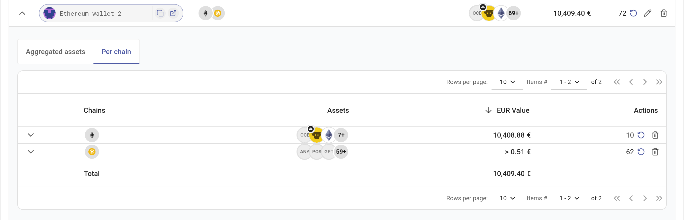 Filter or delete a blockchain account