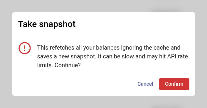 Take snapshot confirmation