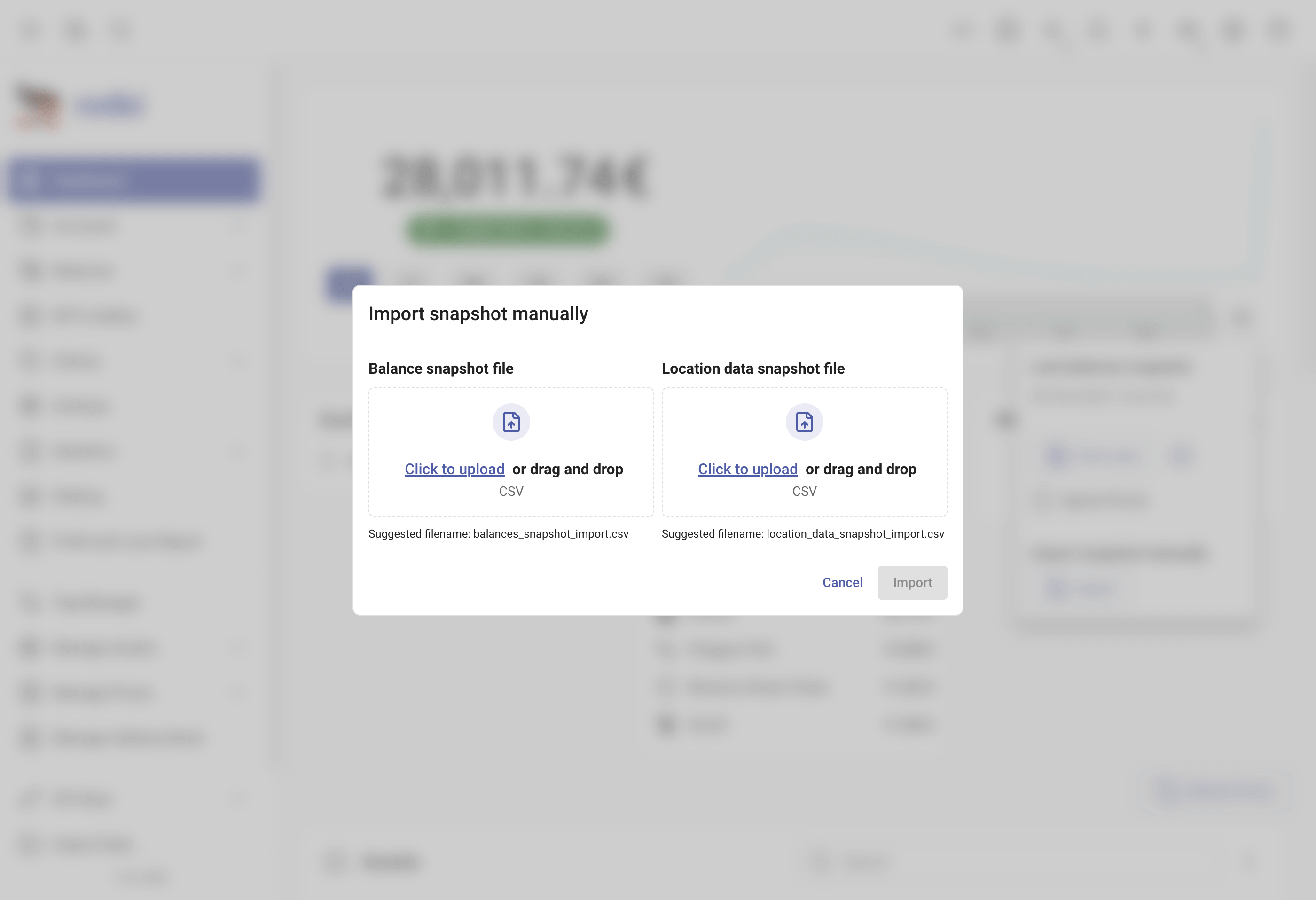 Import snapshots information